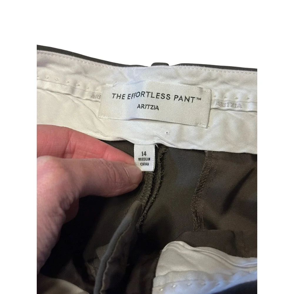 Aritzia Wilfred The Effortless Pant Wide‎ Leg Pleated Trouser ARMY GREEN Size 14